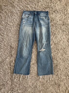 Gap Ankle Flare Distressed Hem Jeans
